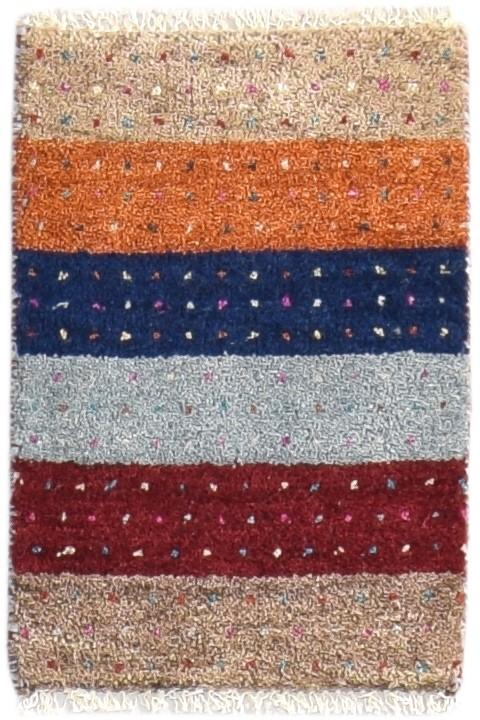 Wool Multi Color Rug 1X2 Southwestern Hand Knotted Gabbeh Tribal Small Carpet 