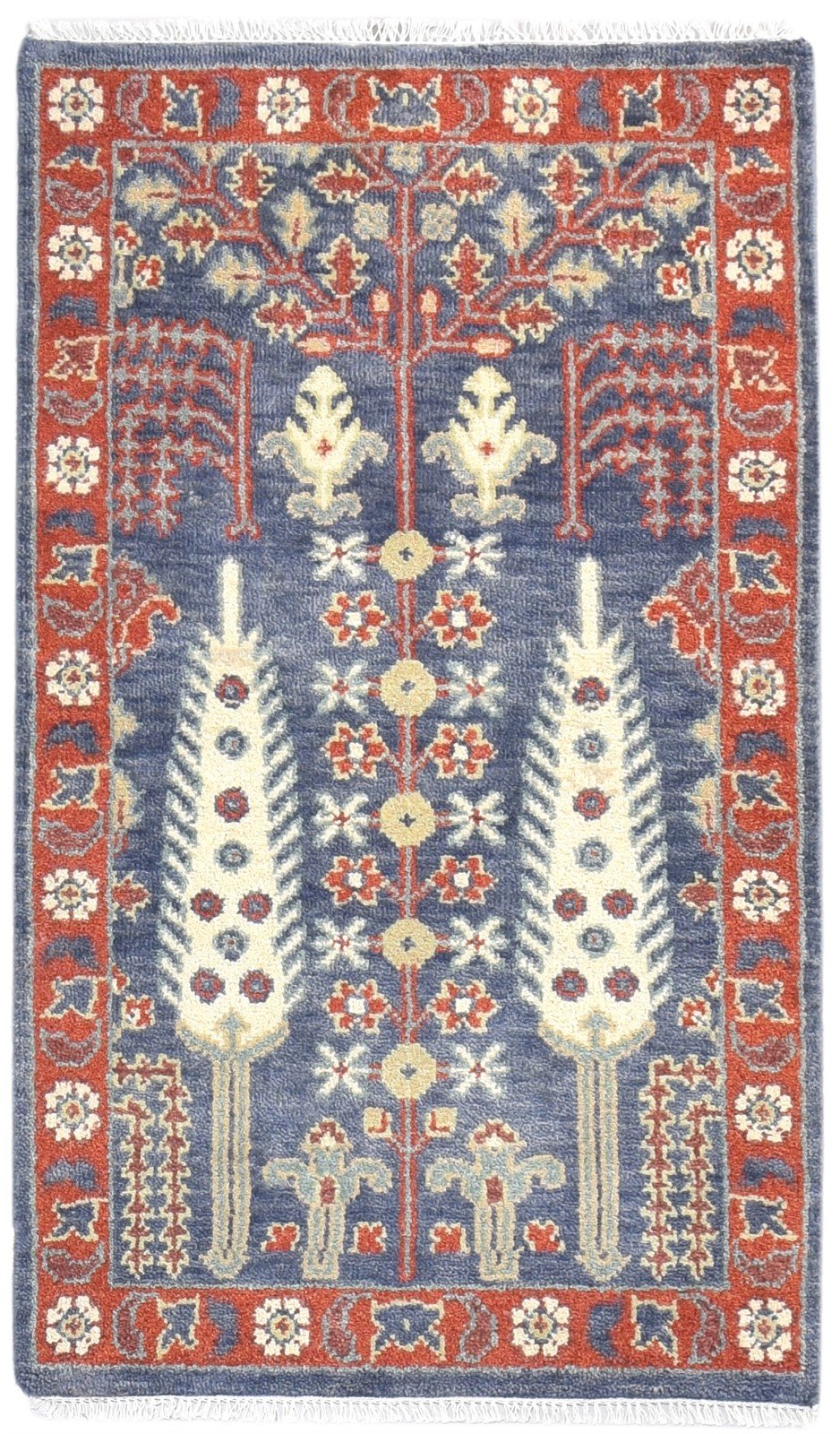 3' X 5' Rug Wool Blue Persian Hand Knotted Agra Oriental Room Size Carpet 