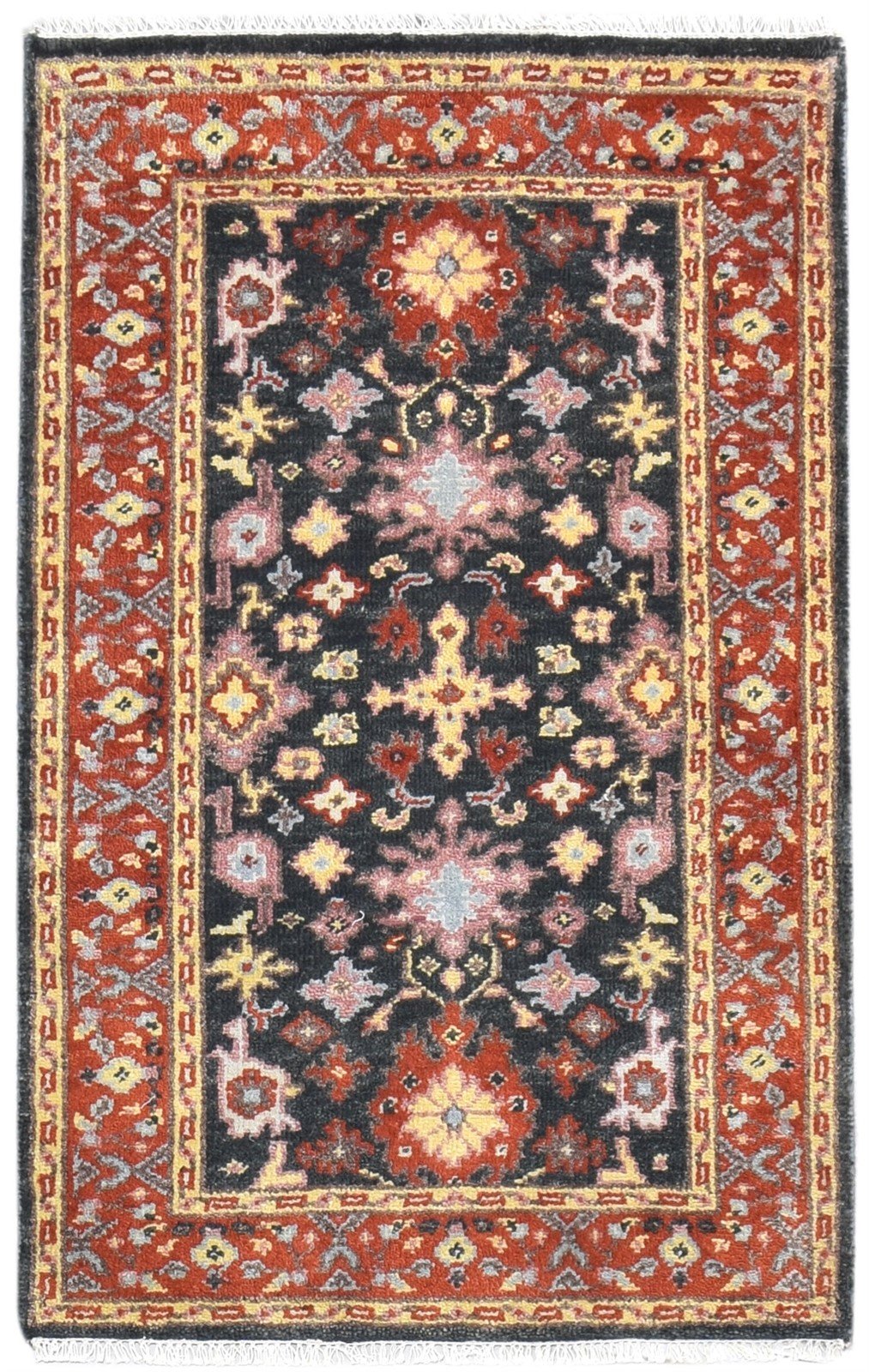 Black Wool Rug 3' X 5' Persien Hand Knotted Oushak Oriental Room Size Carpet 