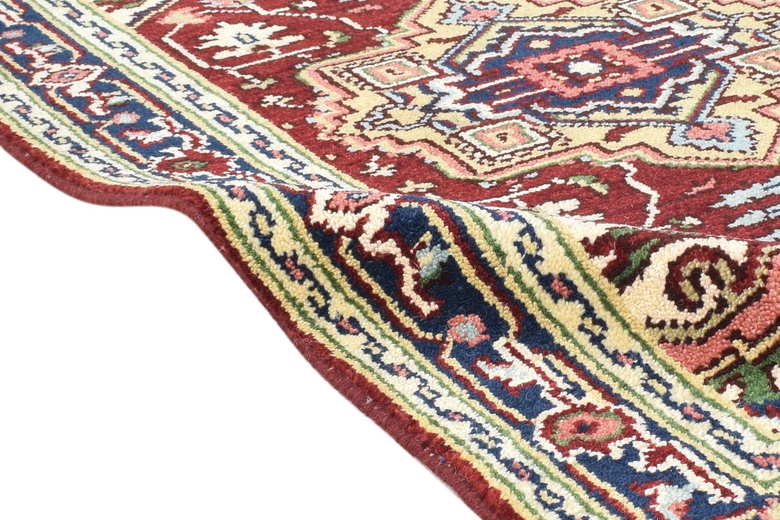 Hand Knotted Red Wool Rug 3' X 5' Persien Heriz-Indian Oriental Small Carpet 