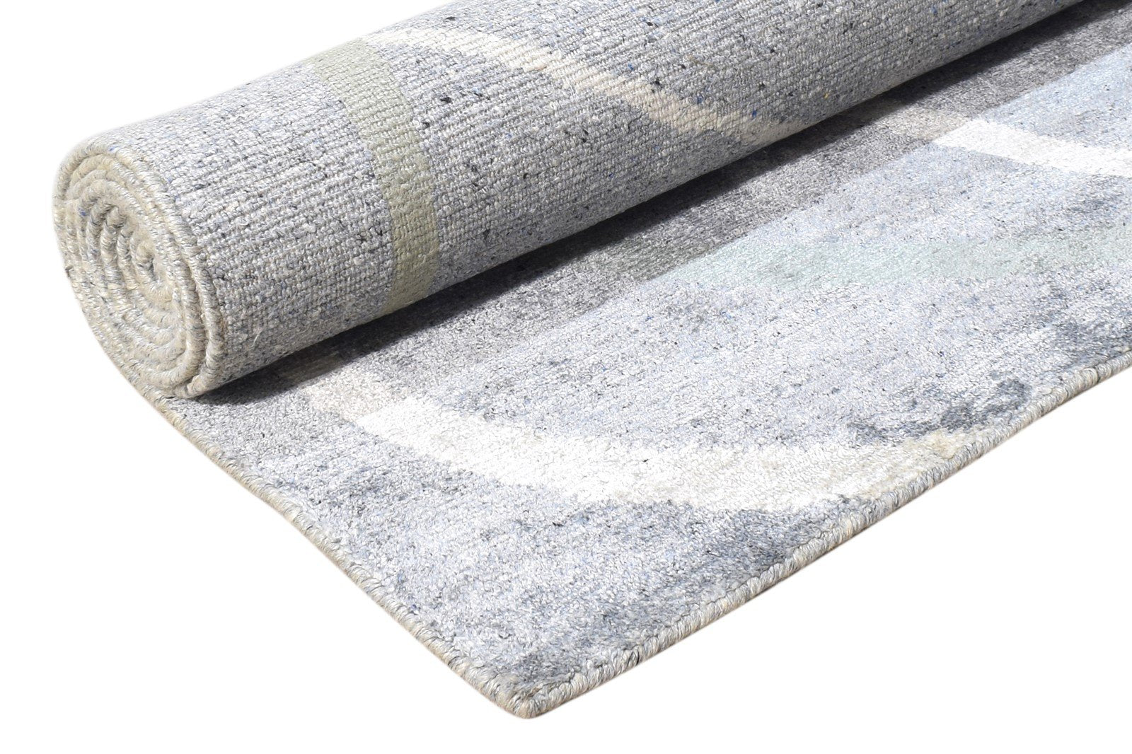 Grey Silk Rug 6' X 9' Modern Hand Knotted American Abstract Room Size Carpet 