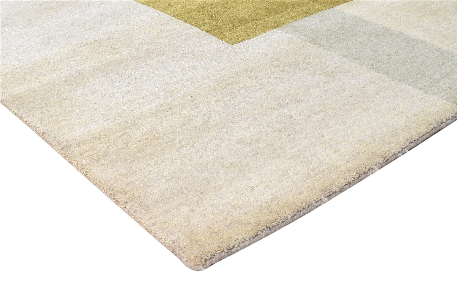 Wool / Silk Beige Rug 6X9 Modern Hand Knotted American Abstract Room Size 