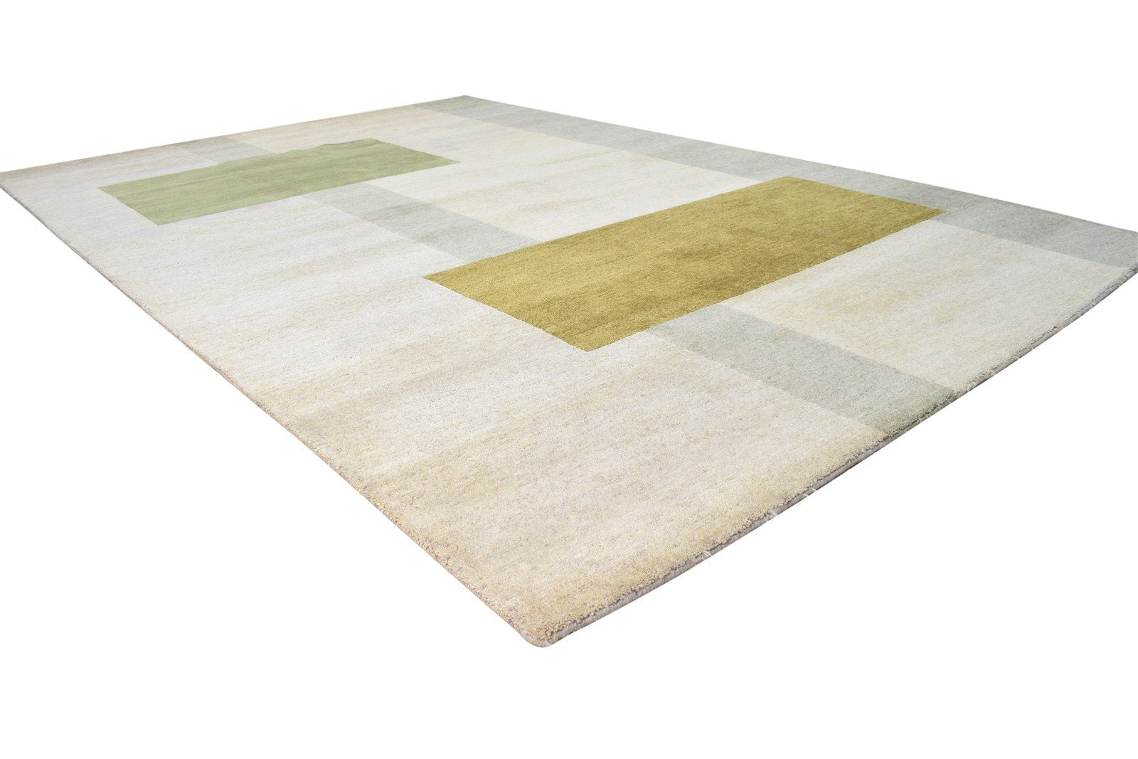 Wool / Silk Beige Rug 6X9 Modern Hand Knotted American Abstract Room Size 