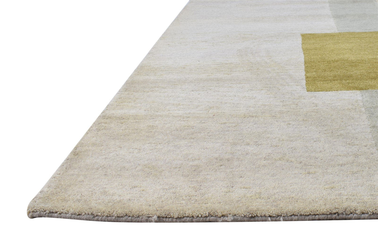 Wool / Silk Beige Rug 6X9 Modern Hand Knotted American Abstract Room Size 