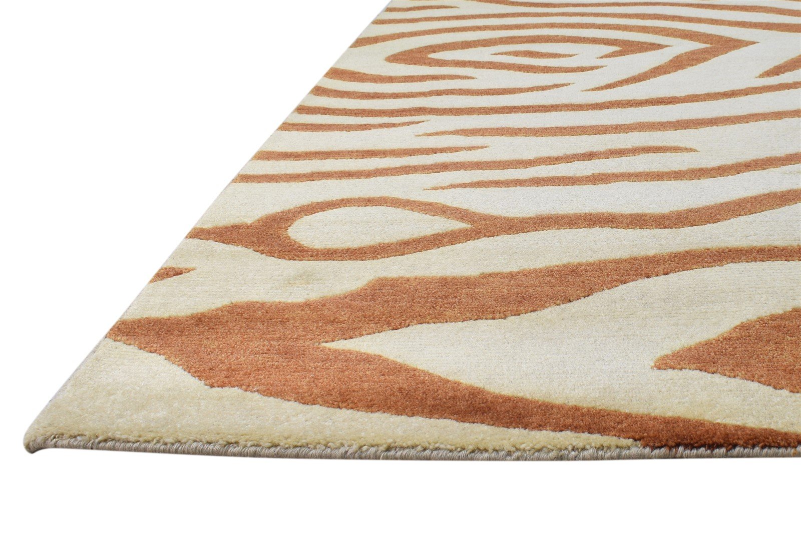 Wool Beige Rug 6' X 9' Modern Hand Knotted American Abstract Room Size Carpet 