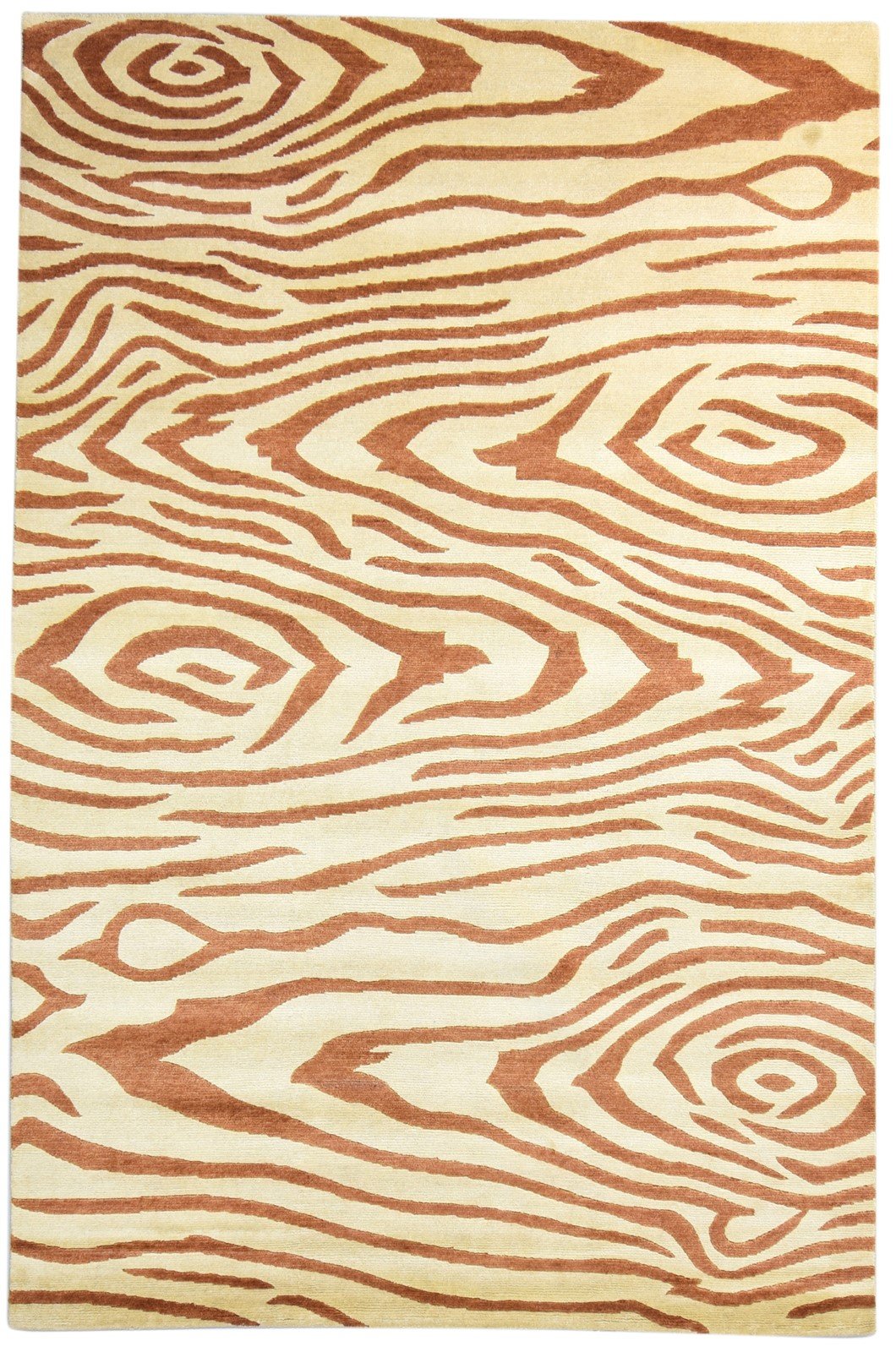 Wool Beige Rug 6' X 9' Modern Hand Knotted American Abstract Room Size Carpet 