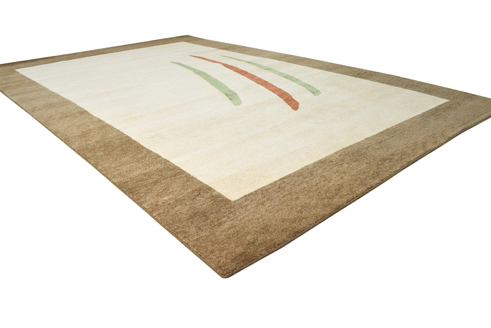 6X9 Rug Wool / Silk Beige Modern Hand Knotted Scandinavian Abstract Room Size