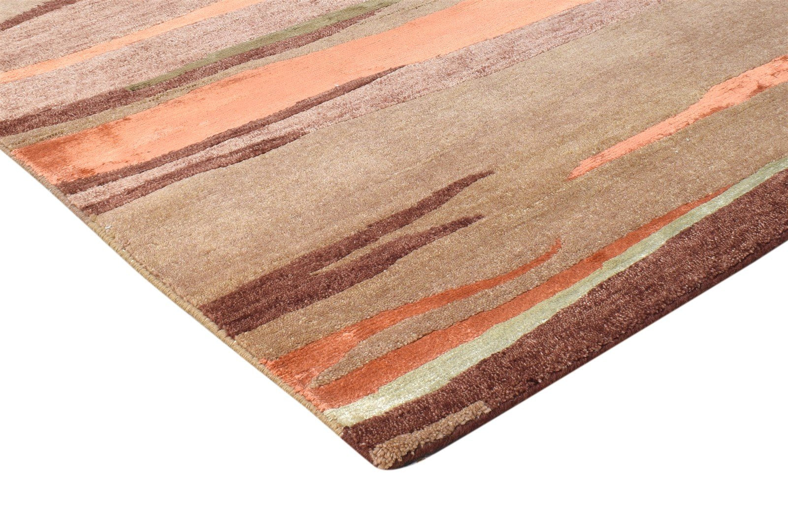 6X9 Rug Wool / Silk Brown Modern Hand Knotted American Abstract Room Size 