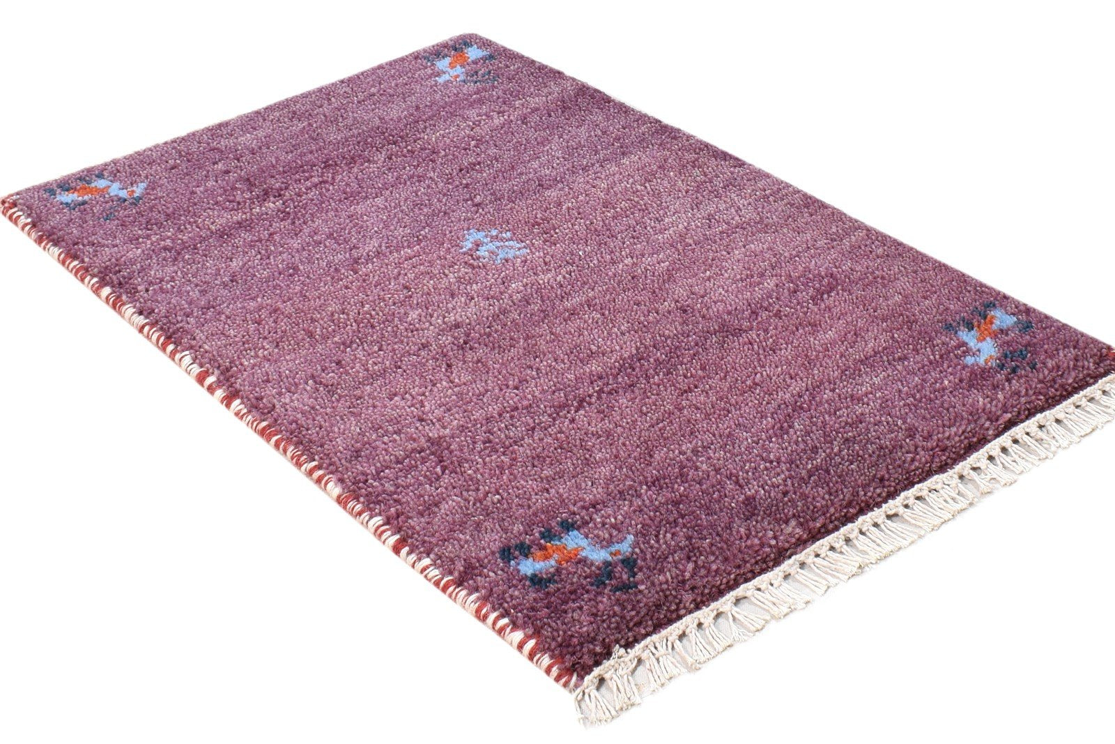 Purple Wool Rug 1' X 2' Southwestern Hand Knotted Gabbeh Tribal Small Carpet 