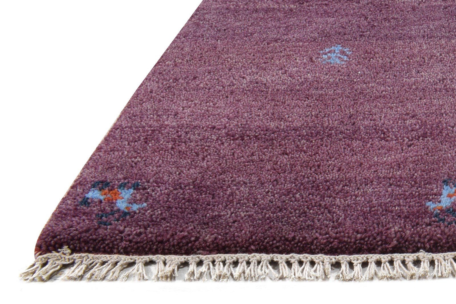 Purple Wool Rug 1' X 2' Southwestern Hand Knotted Gabbeh Tribal Small Carpet 