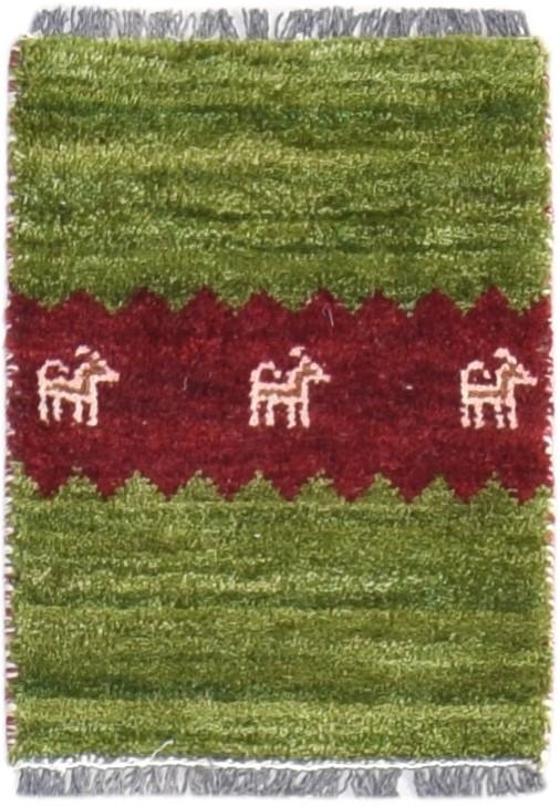 Hand Knotted Green Wool Rug 1' X 2' Southwestern Gabbeh Tribal Small Carpet 