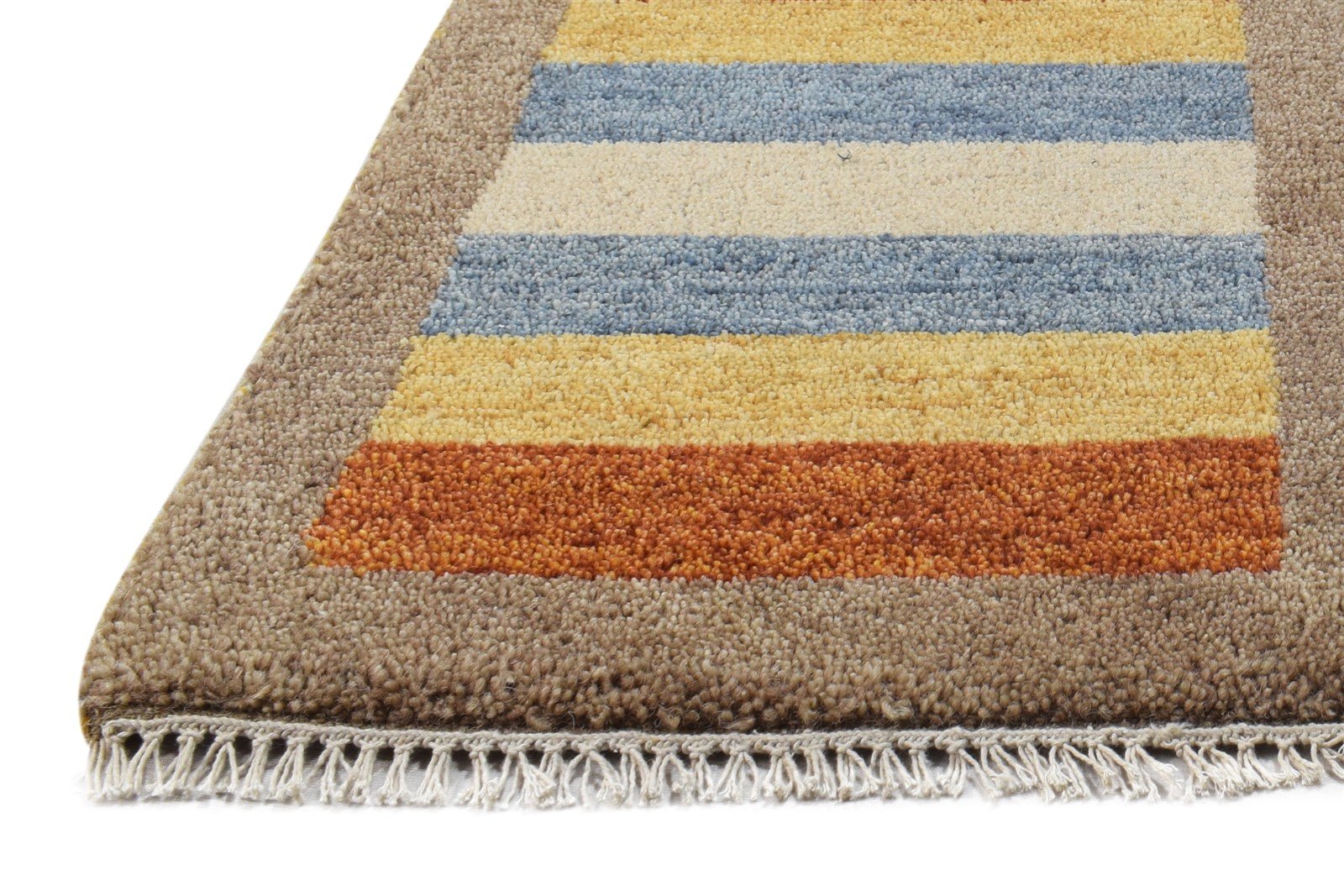 1X2 Rug Wool Multi Color Modern Hand Knotted Scandinavian Bordered Small Carpet 