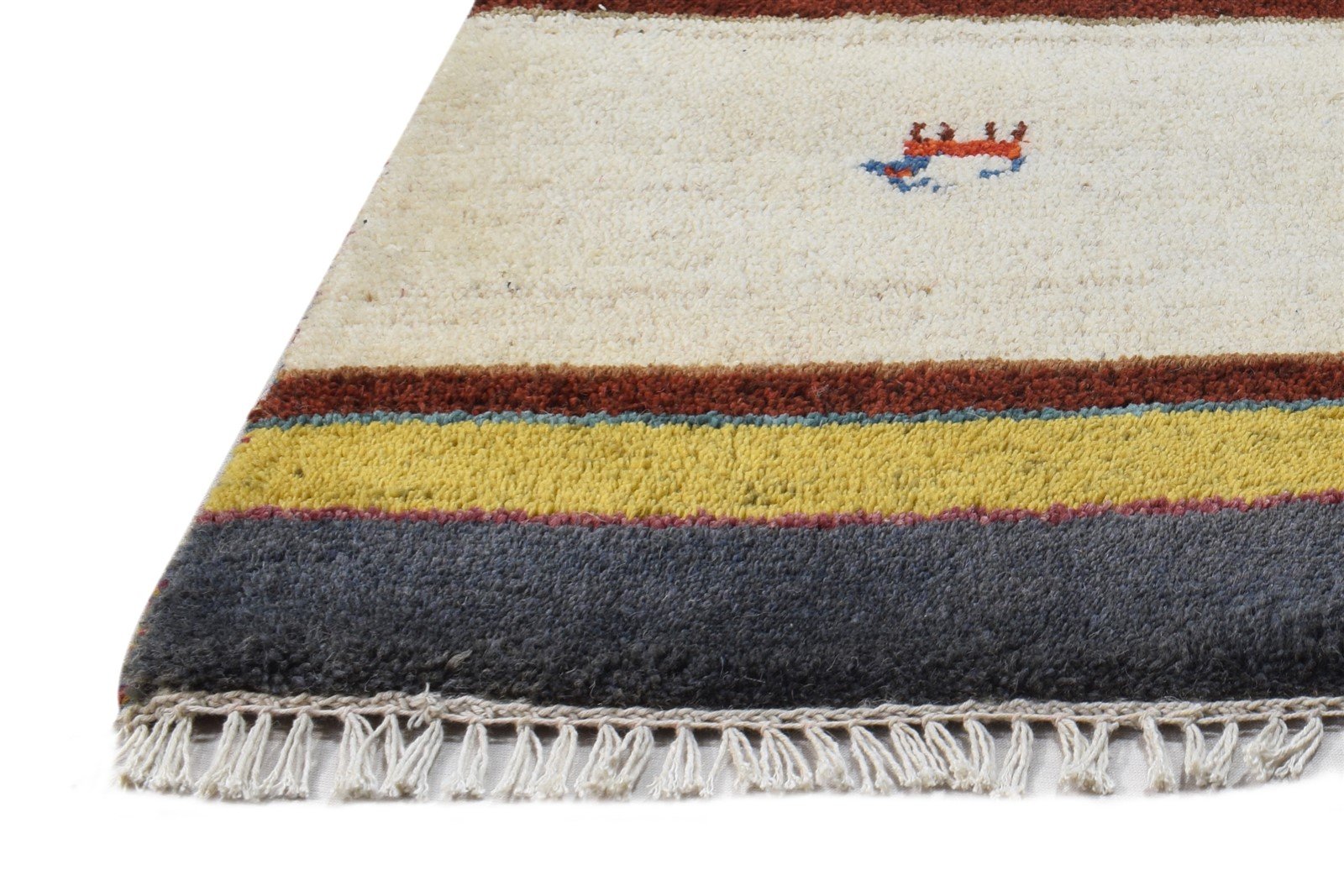 Hand Knotted Beige Wool Rug 2' X 2' Southwestern Gabbeh Tribal Small Carpet 