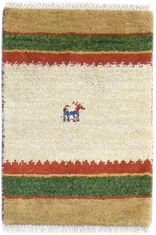 1' X 2' Rug Wool Beige Southwestern Hand Knotted Gabbeh Tribal Small Carpet 