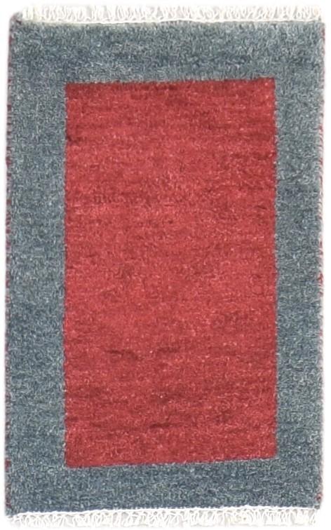 Wool Red Rug 1' X 2' Modern Hand Knotted Scandinavian Bordered Small Carpet 