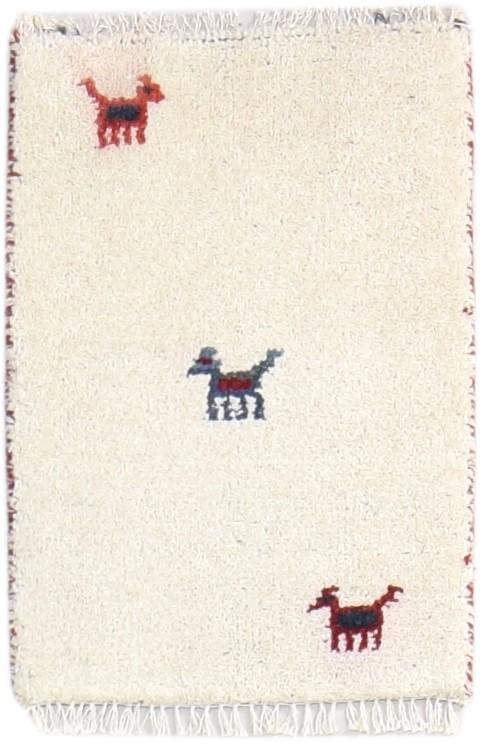 Hand Knotted Off-White Wool Rug 1' X 2' Southwestern Gabbeh Tribal Small Carpet 