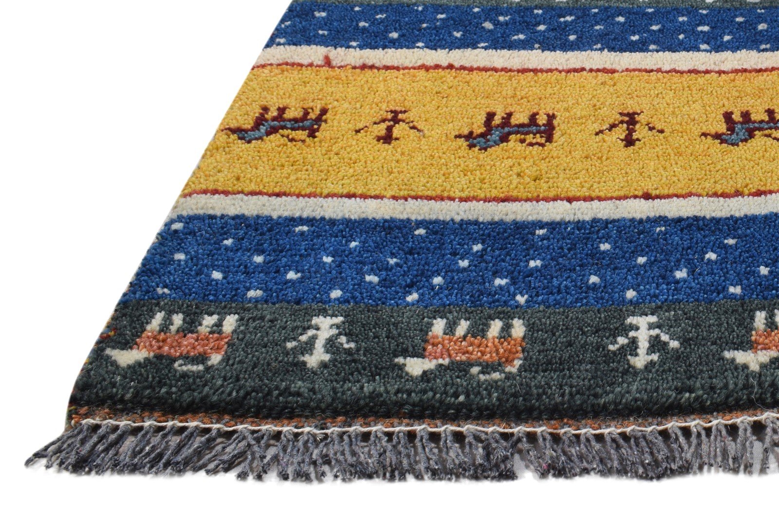 1X2 Rug Wool Multi Color Southwestern Hand Knotted Gabbeh Tribal Small Carpet 