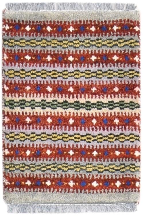 Hand Knotted Grey Wool Rug 1' X 2' Southwestern Gabbeh Tribal Small Carpet 