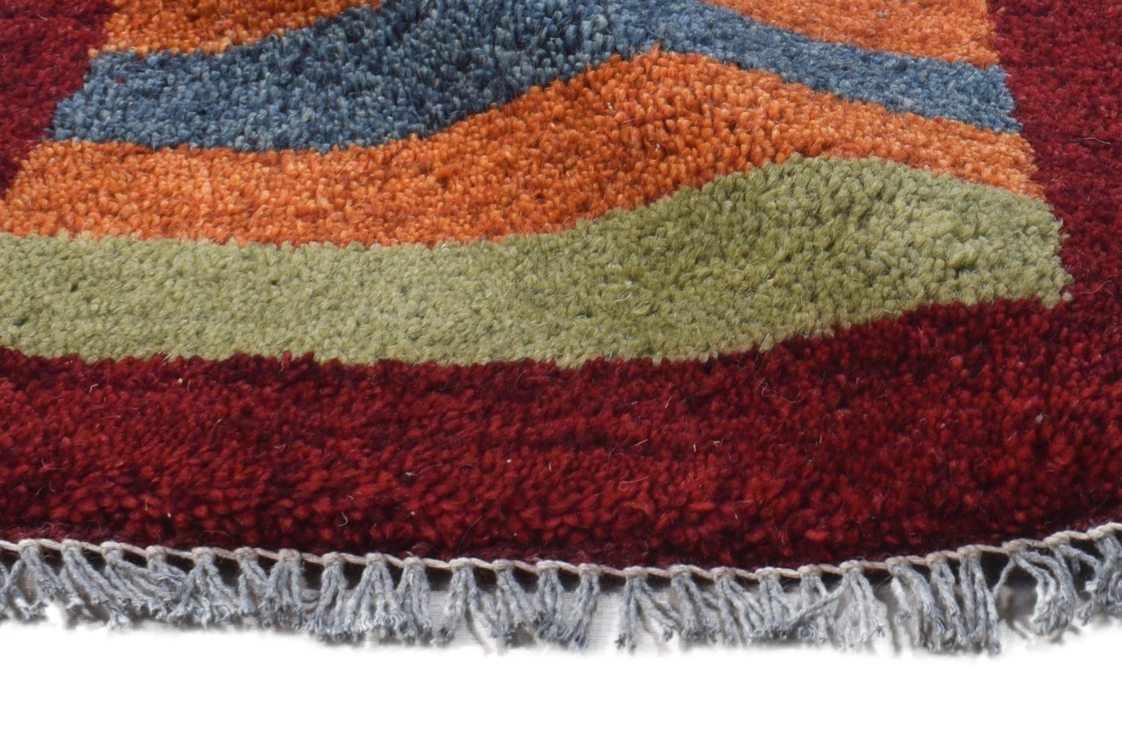 Multi Color Wool Rug 1X2 Southwestern Hand Knotted Gabbeh Striped Small Carpet 