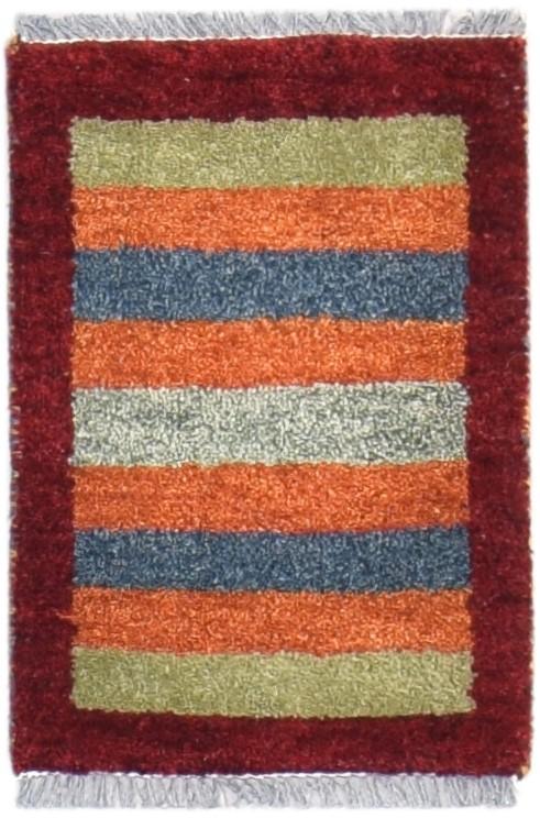 Multi Color Wool Rug 1X2 Southwestern Hand Knotted Gabbeh Striped Small Carpet 