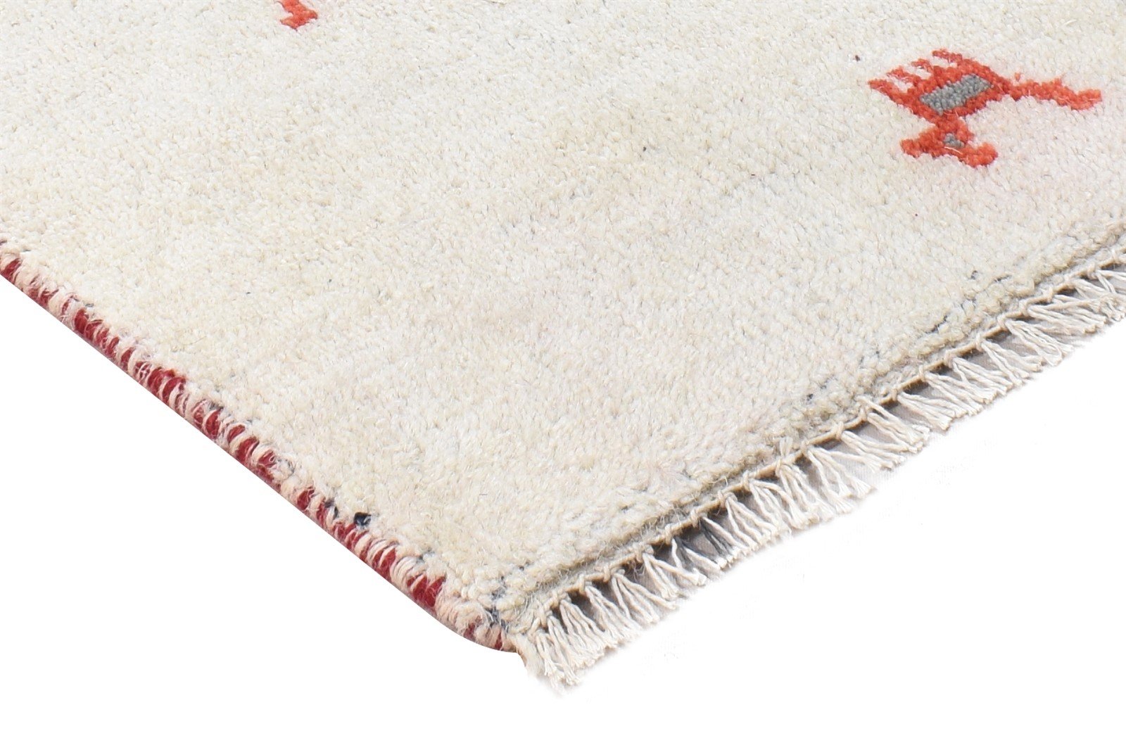 Cream Wool Rug 1' X 2' Southwestern Hand Knotted Gabbeh Tribal Small Carpet 