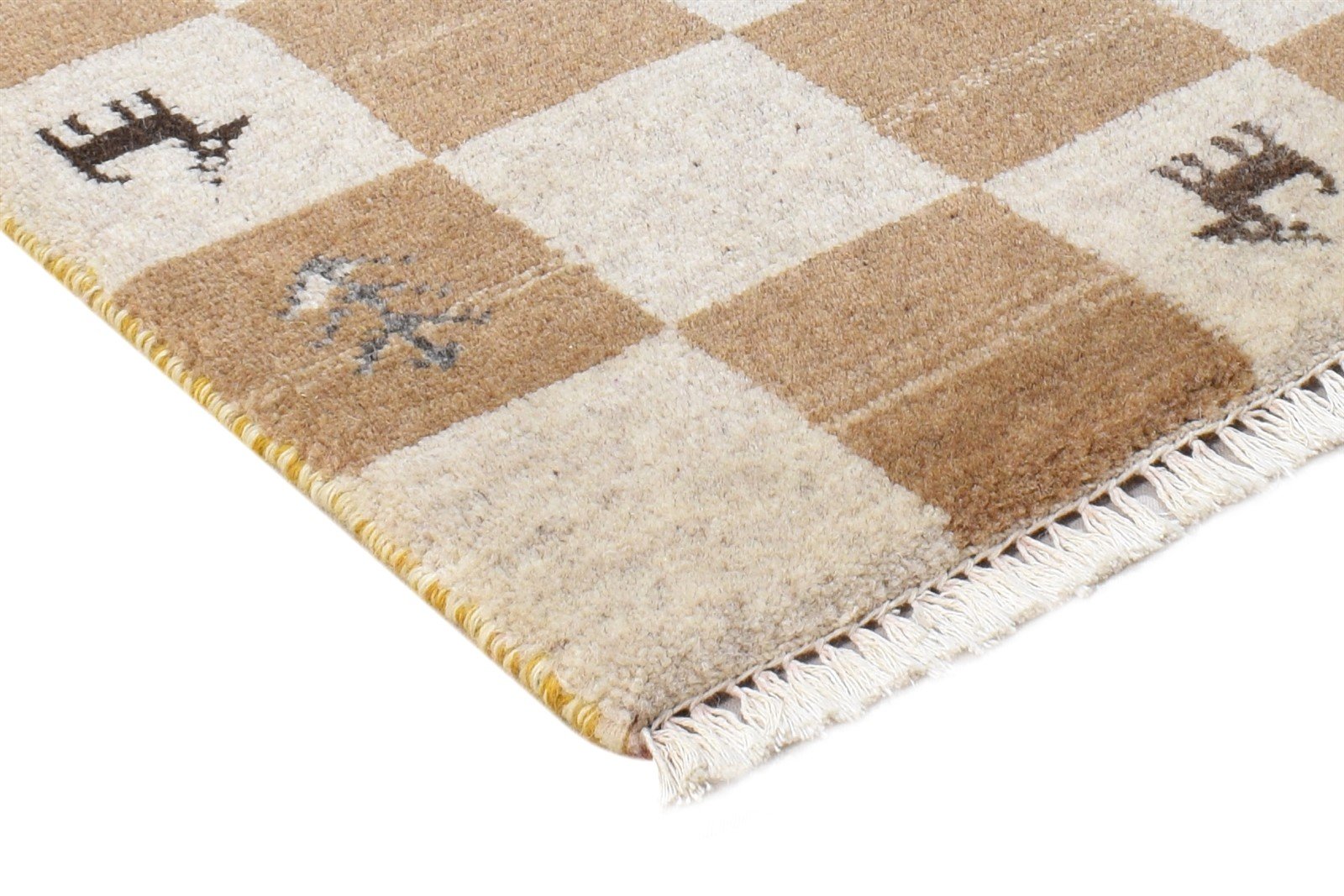 Beige Wool Rug 2' X 2' Southwestern Hand Knotted Gabbeh Tribal Small Carpet 