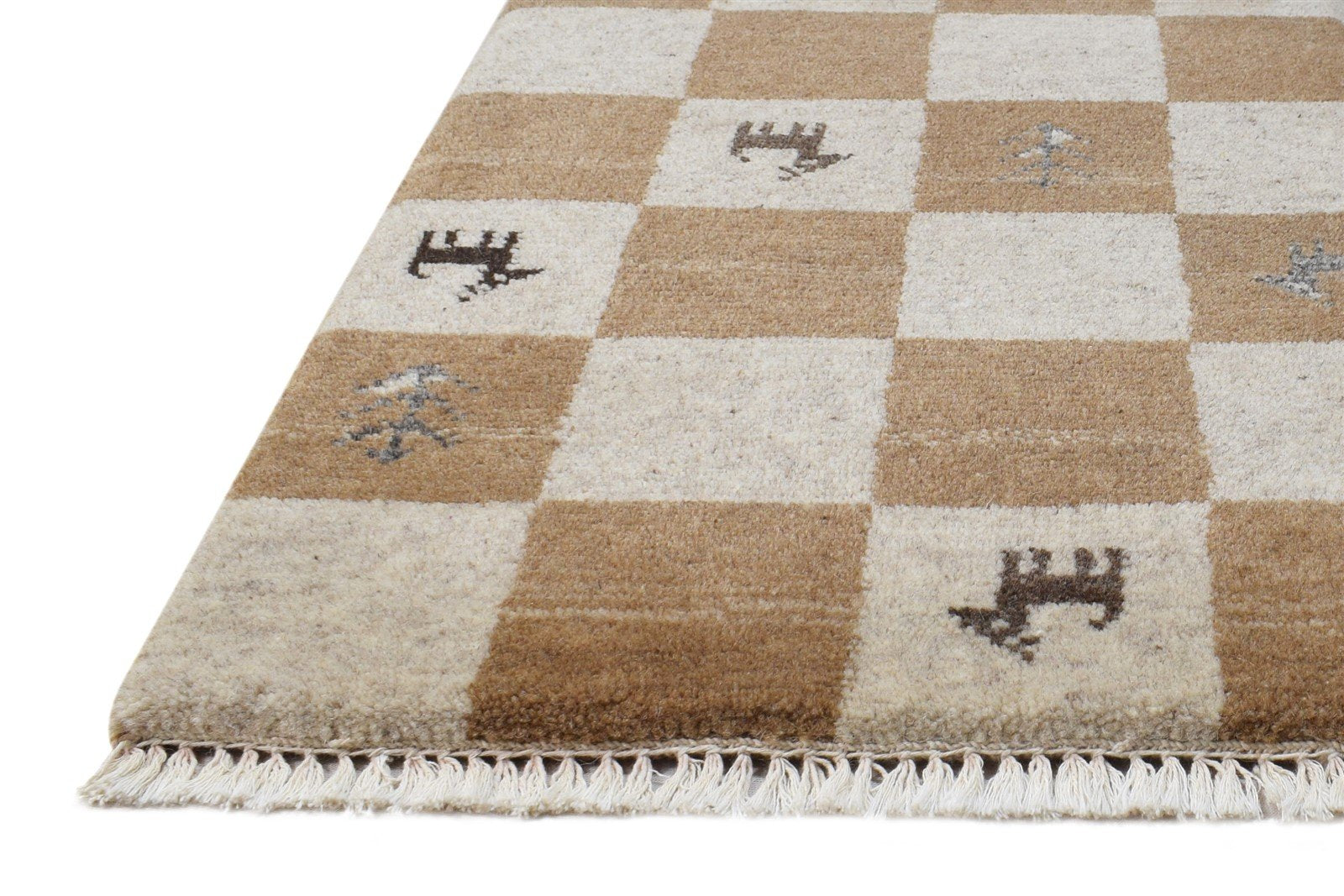 Beige Wool Rug 2' X 2' Southwestern Hand Knotted Gabbeh Tribal Small Carpet 