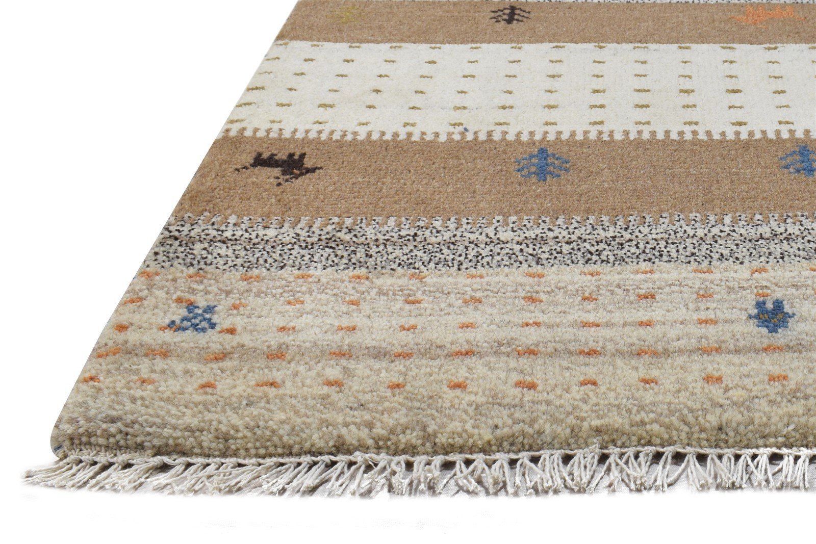 2' X 3' Rug Wool Sand Southwestern Hand Knotted Gabbeh Tribal Small Carpet 