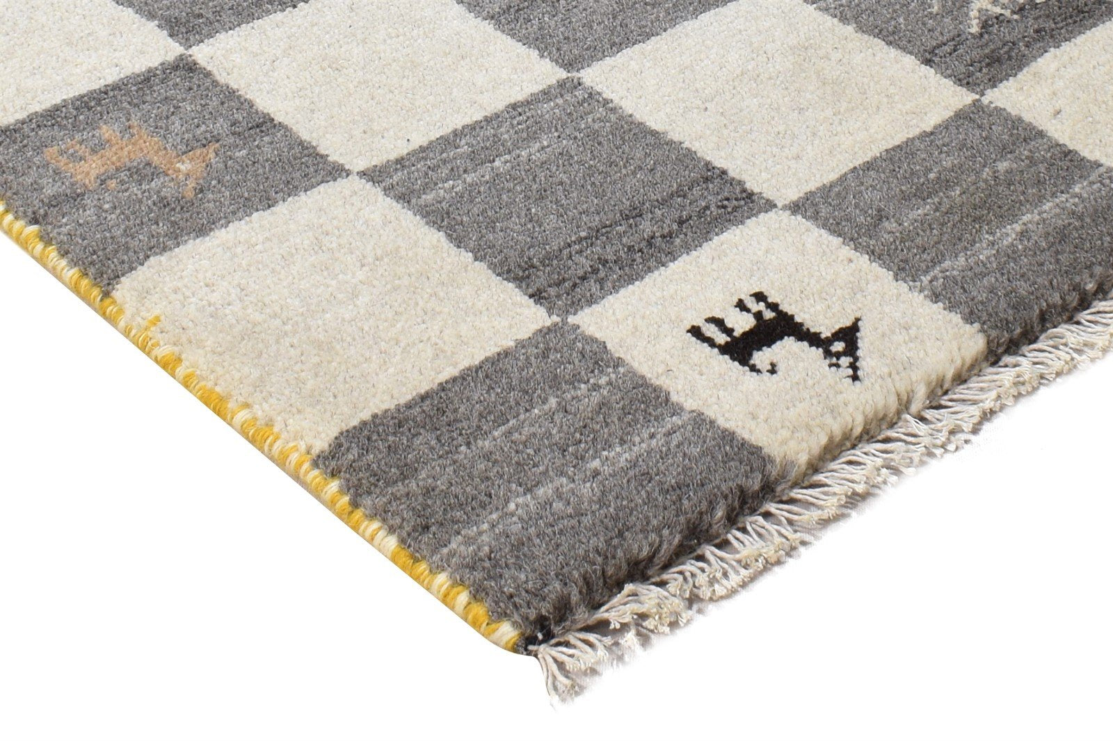 Wool Grey Rug 2' X 2' Southwestern Hand Knotted Gabbeh Tribal Small Carpet 