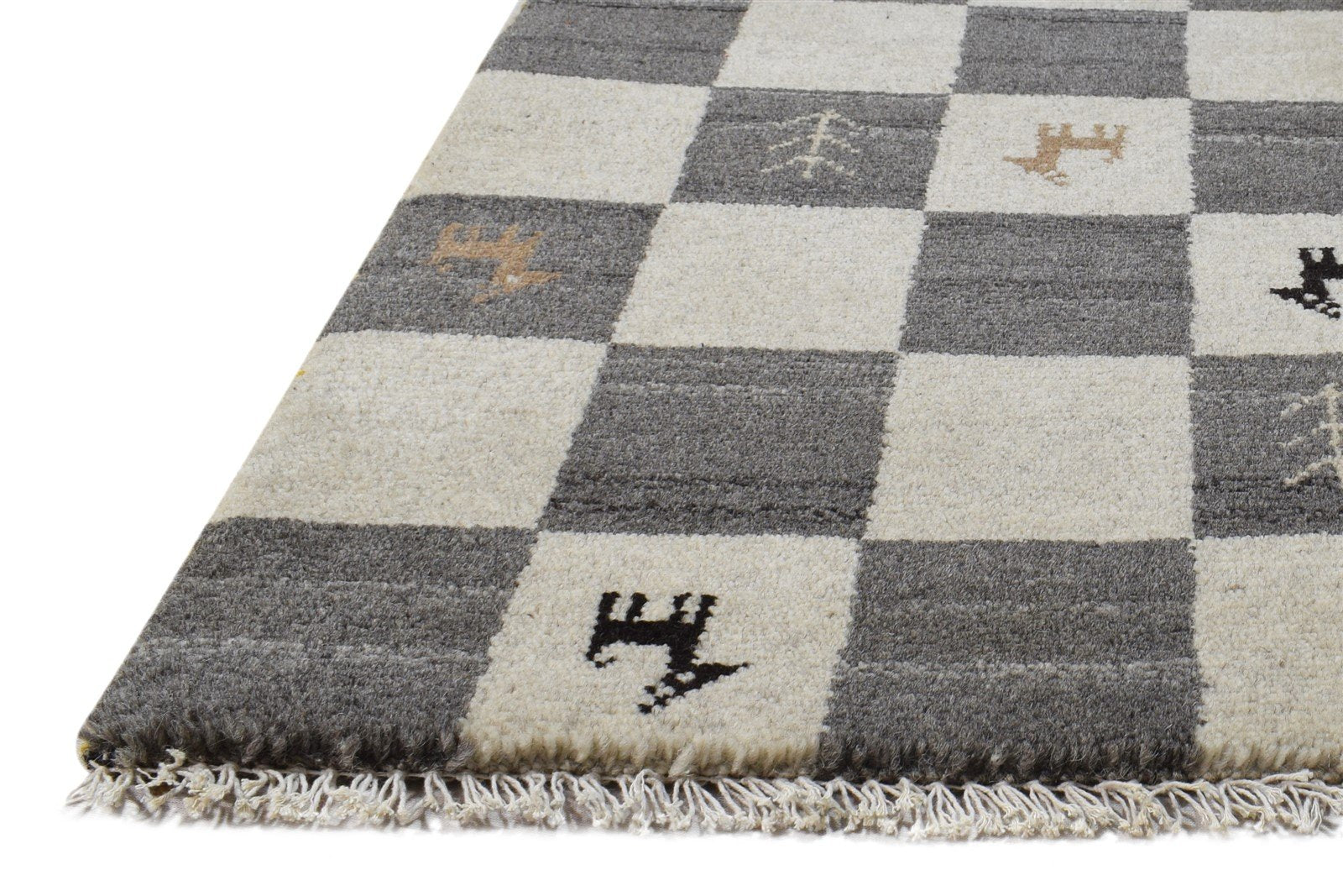 Wool Grey Rug 2' X 2' Southwestern Hand Knotted Gabbeh Tribal Small Carpet 