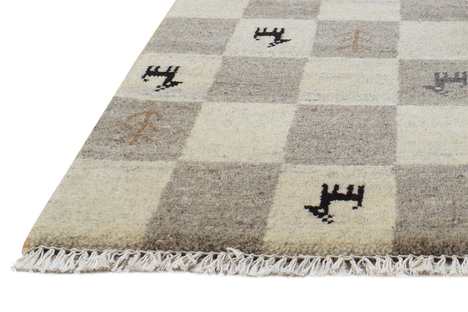 Grey Wool Rug 2' X 2' Southwestern Hand Knotted Gabbeh Tribal Small Carpet 