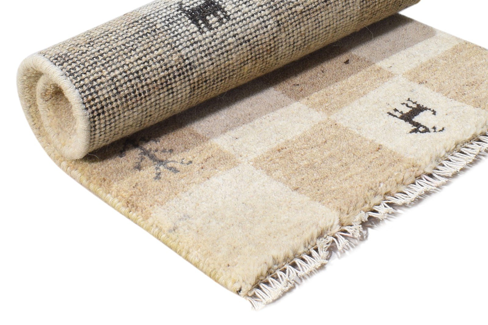 Wool Sand Rug 2' X 2' Southwestern Hand Knotted Gabbeh Tribal Small Carpet 