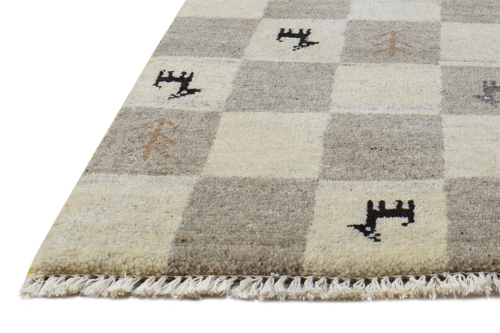 2' X 2' Rug Wool Beige Southwestern Hand Knotted Gabbeh Tribal Small Carpet 