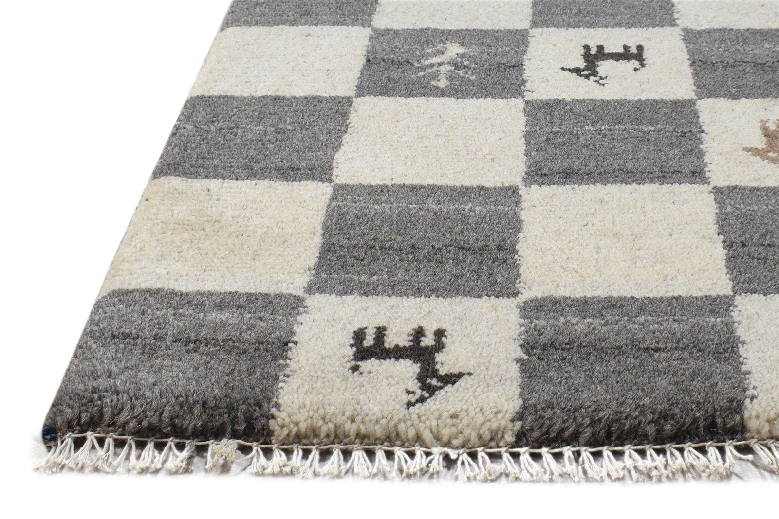 Grey Wool Rug 2' X 2' Southwestern Hand Knotted Gabbeh Tribal Small Carpet 