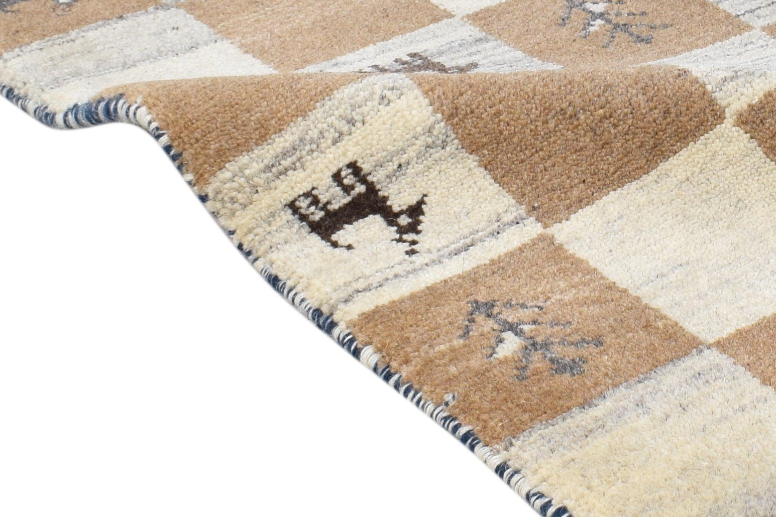 Brown Wool Rug 2' X 2' Southwestern Hand Knotted Gabbeh Tribal Small Carpet 