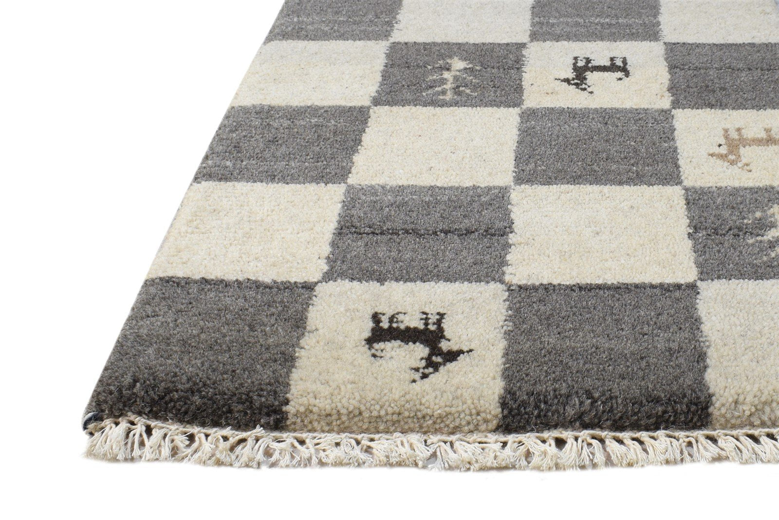 Wool Grey Rug 2' X 2' Southwestern Hand Knotted Gabbeh Tribal Small Carpet 