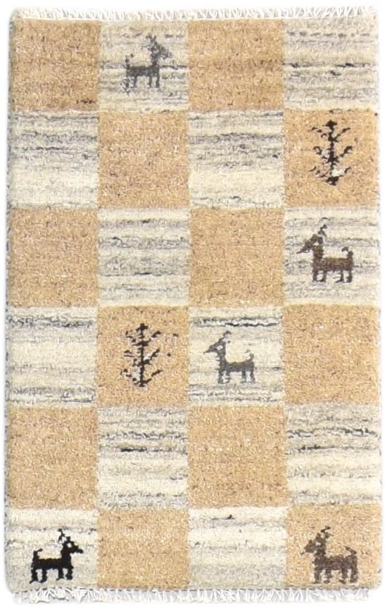 2' X 2' Rug Wool Beige Southwestern Hand Knotted Gabbeh Tribal Small Carpet 