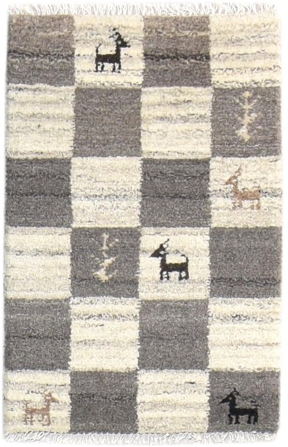 Hand Knotted Grey Wool Rug 2' X 2' Southwestern Gabbeh Tribal Small Carpet 