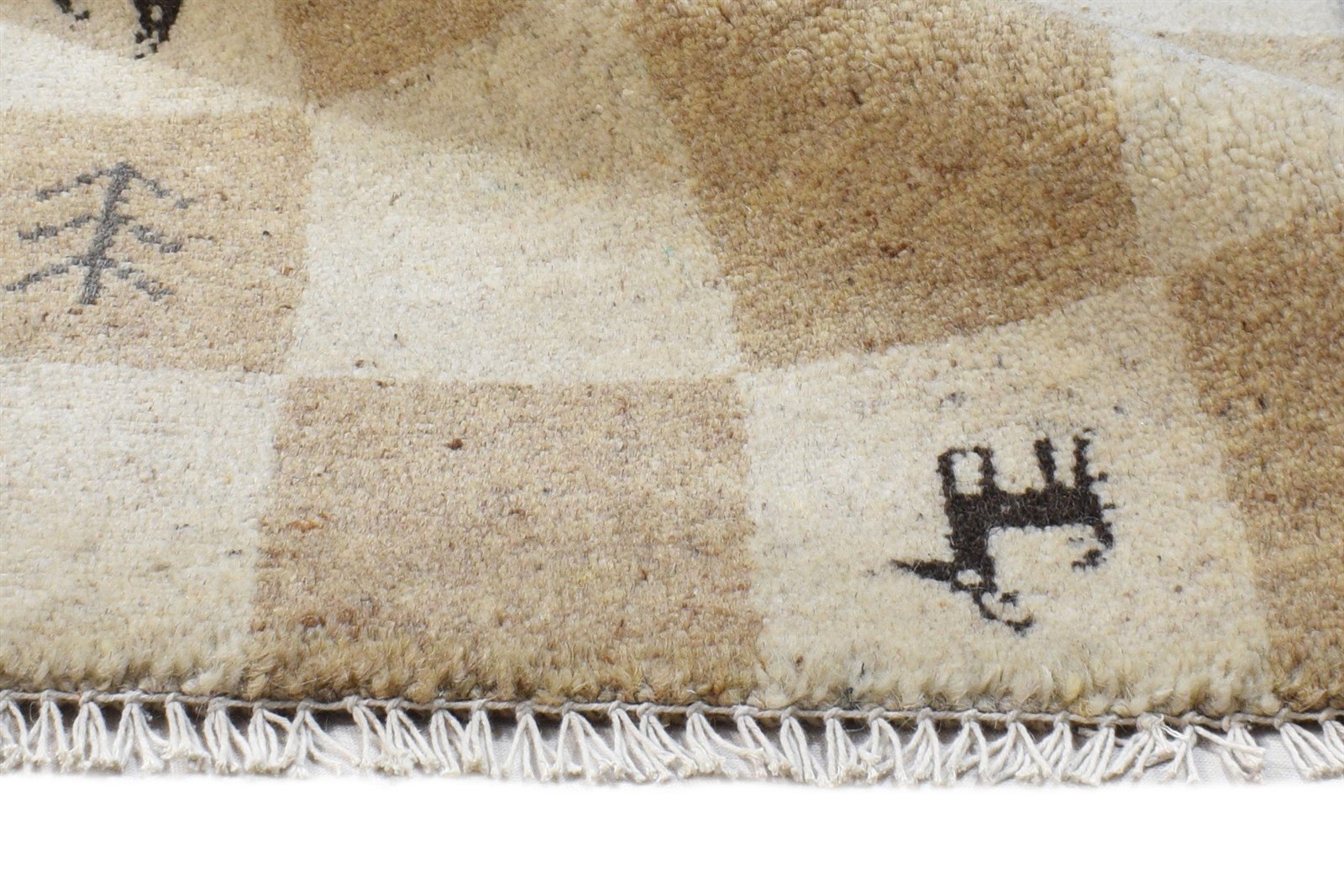 Wool Beige Rug 2' X 2' Southwestern Hand Knotted Gabbeh Tribal Small Carpet 