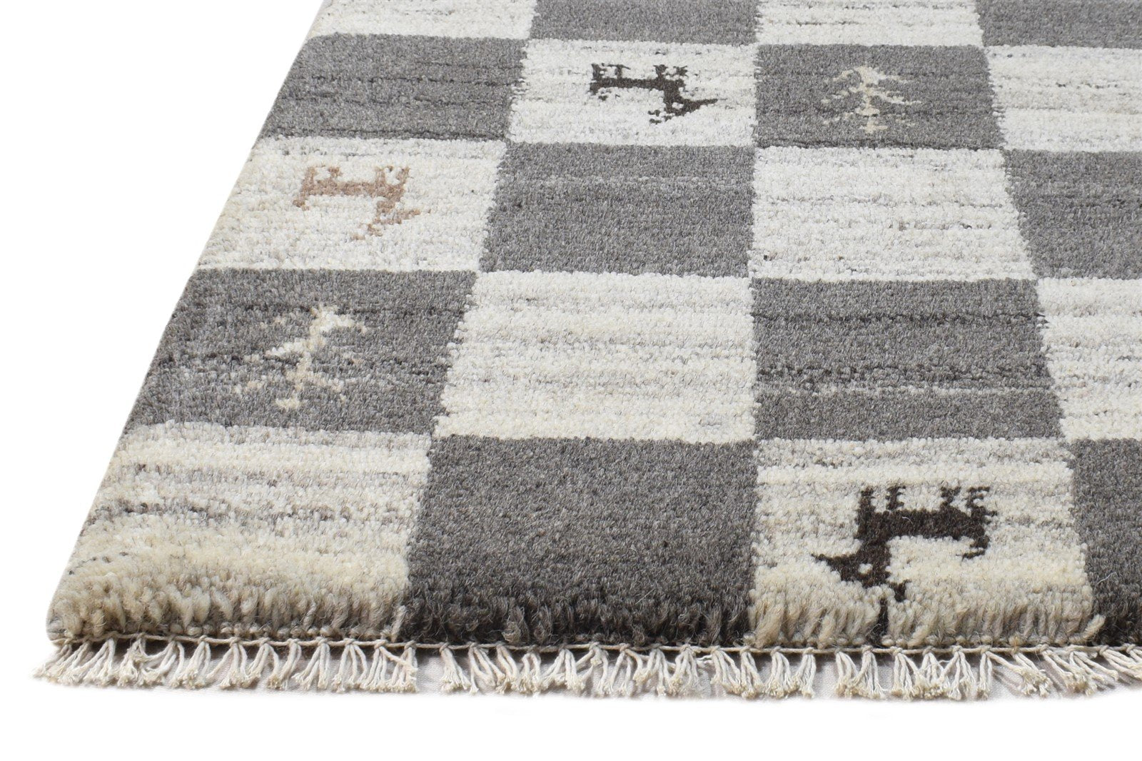 2' X 2' Rug Wool Grey Southwestern Hand Knotted Gabbeh Tribal Small Carpet 