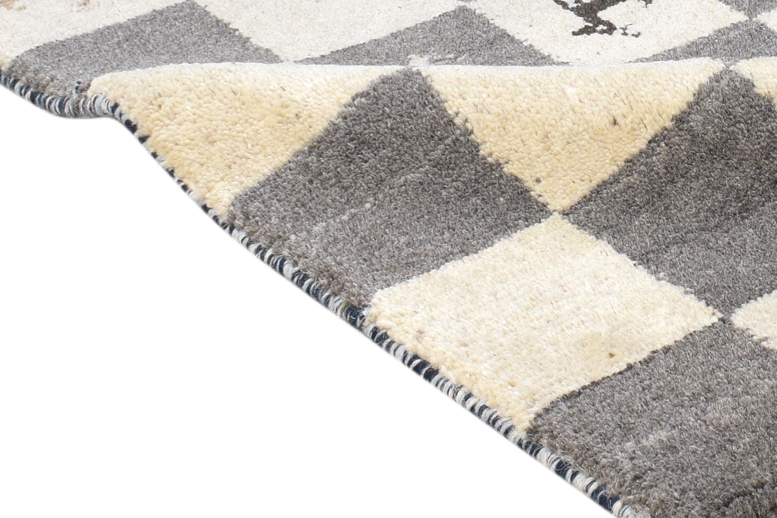 Hand Knotted Grey Wool Rug 2' X 2' Southwestern Gabbeh Tribal Small Carpet 