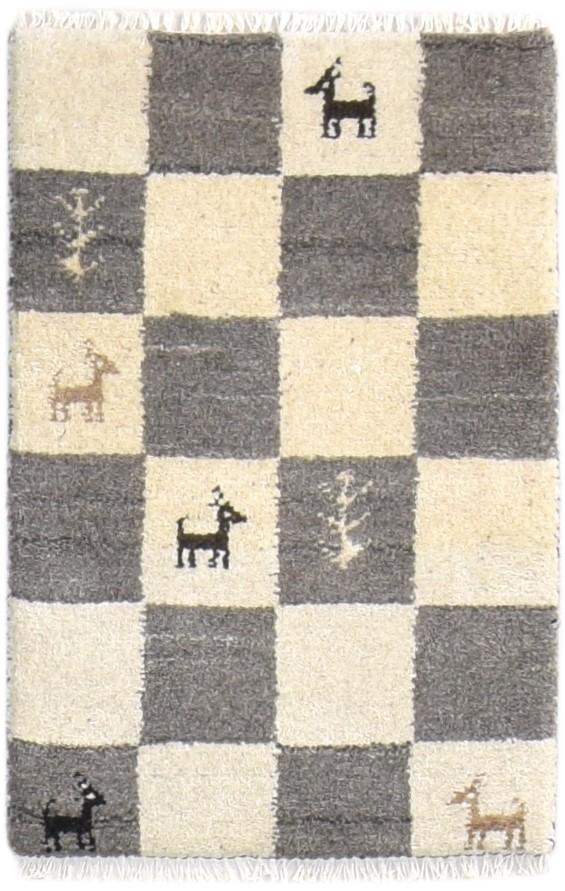 Hand Knotted Grey Wool Rug 2' X 2' Southwestern Gabbeh Tribal Small Carpet 