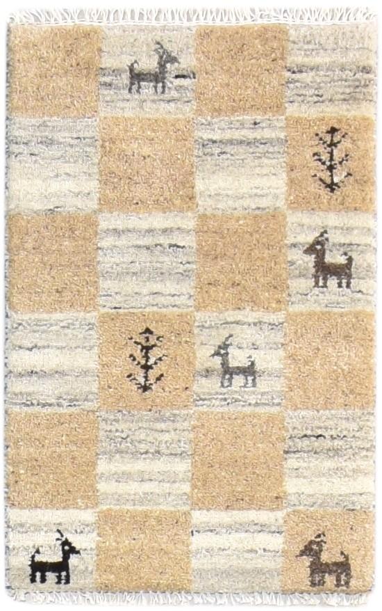 Beige Wool Rug 2' X 2' Southwestern Hand Knotted Gabbeh Tribal Small Carpet 