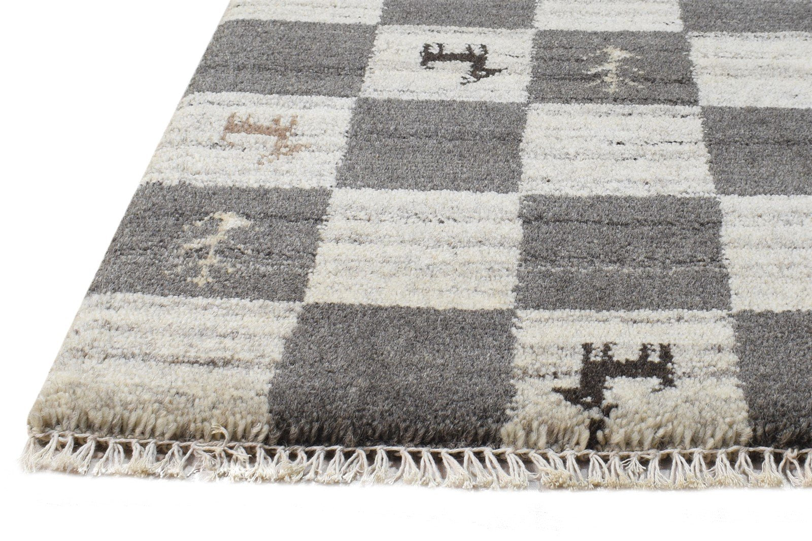 Wool Grey Rug 2' X 2' Southwestern Hand Knotted Gabbeh Tribal Small Carpet 