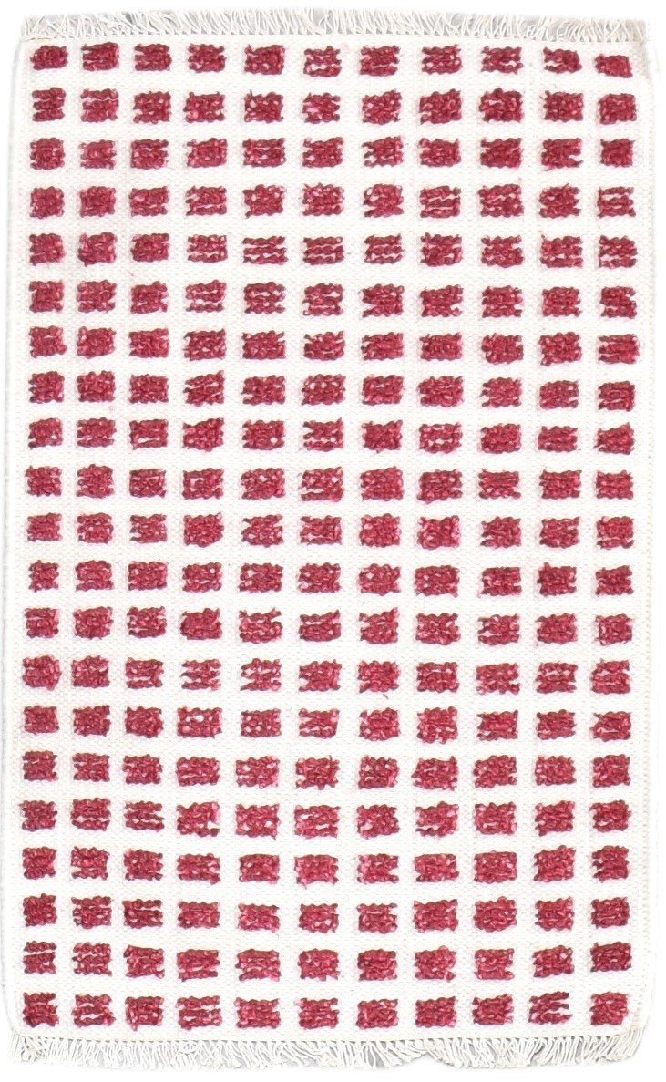 Red New Zealand Wool Rug 2X3 Modern Jacquard Loom Scandinavian Abstract Small 