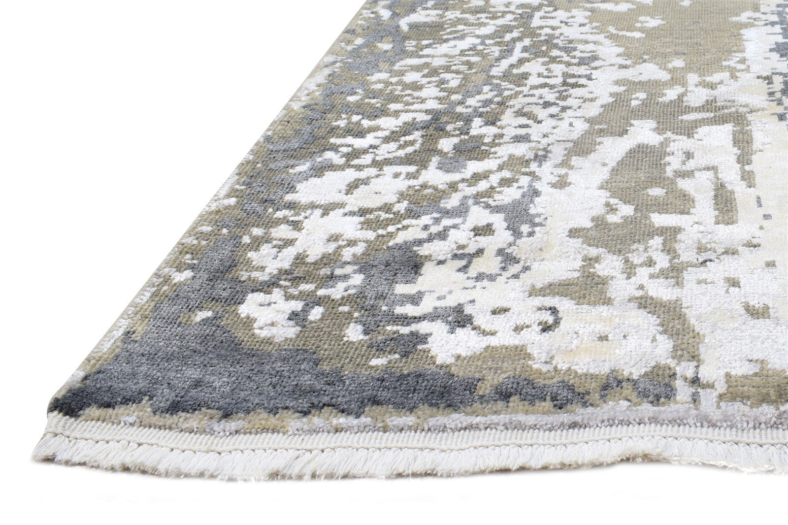 8X10 Rug Wool / Silk Grey Modern Hand Knotted American Abstract Large Carpet 