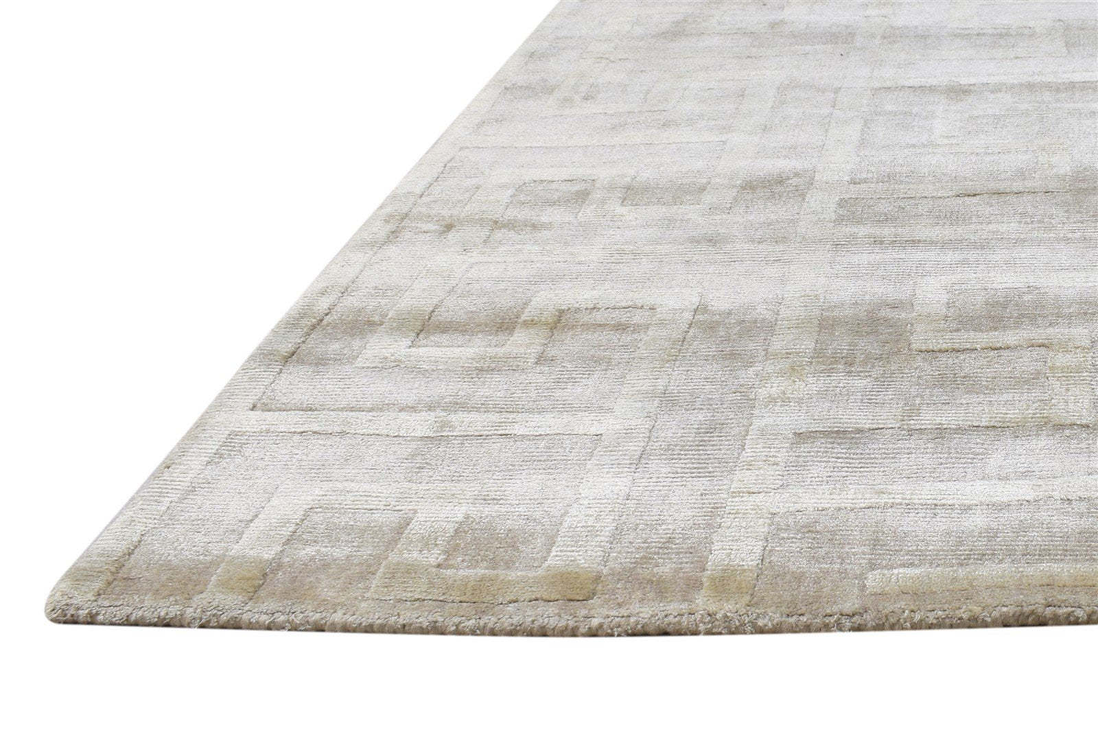 Silk Beige Rug 5' X 7' Modern Handloom Scandinavian Geometric Room Size Carpet 