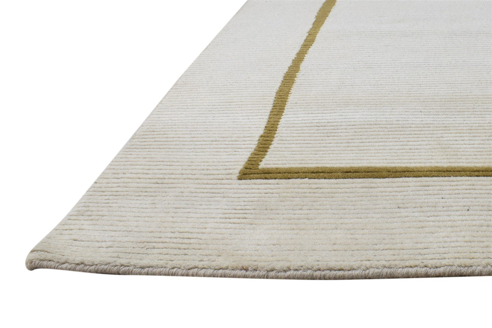 Cream Wool Rug 4X6 Modern Hand Knotted Scandinavian Bordered Room Size Carpet 