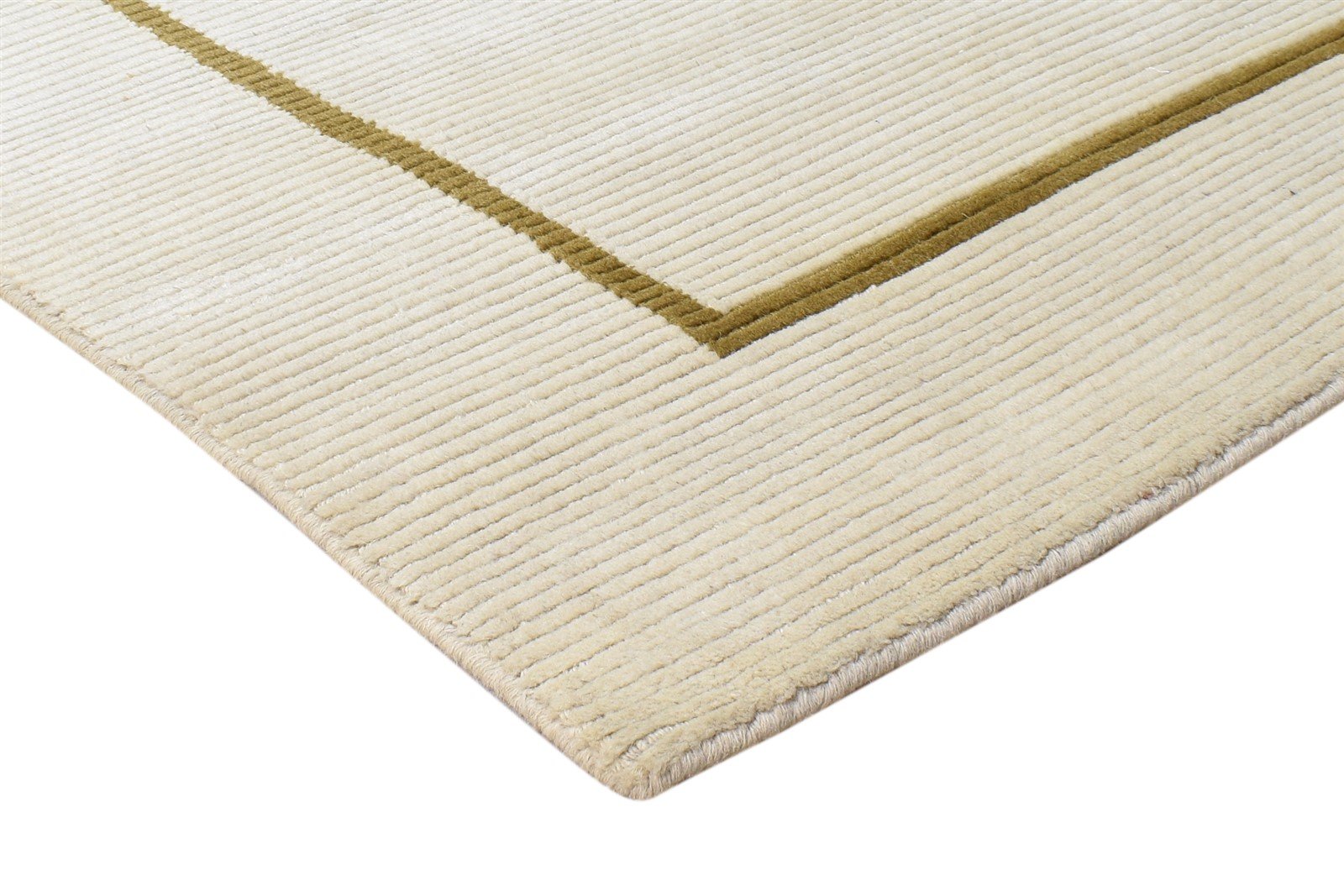 Cream Wool Rug 4X6 Modern Hand Knotted Scandinavian Bordered Room Size Carpet 