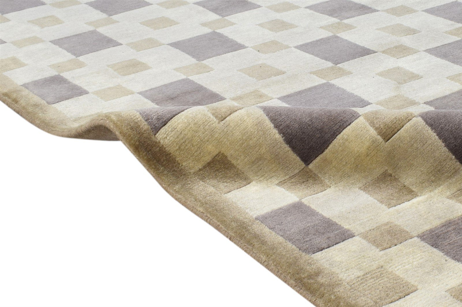4X6 Rug Wool Brown Modern Hand Knotted Scandinavian Abstract Room Size Carpet  Area Rug 